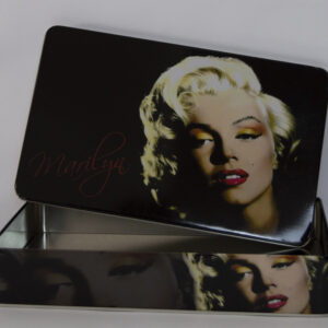 Caja metálica con imagen de Marilyn Monroe