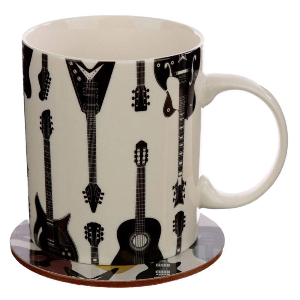 Set Taza con posavasos Guitarras