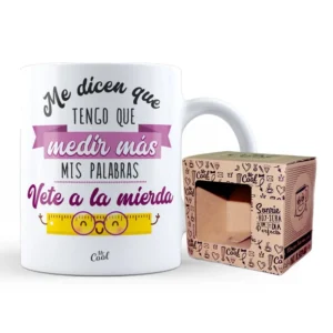 INICIO Regalos y Juegos Taza Me dicen que tengo que medir más mis palabras, vete a la mierda