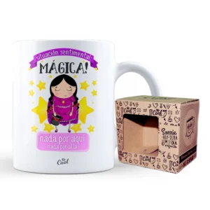 INICIO Regalos y Juegos Taza Situación sentimental mágica Nada por aquí nada por allá