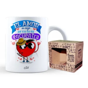 INICIO Regalos y Juegos Taza El amor es ciego por eso no me encuentra