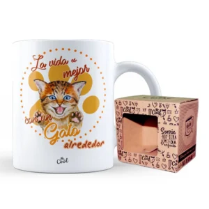 INICIO Regalos y Juegos Taza La vida es mejor con un gato alrededor